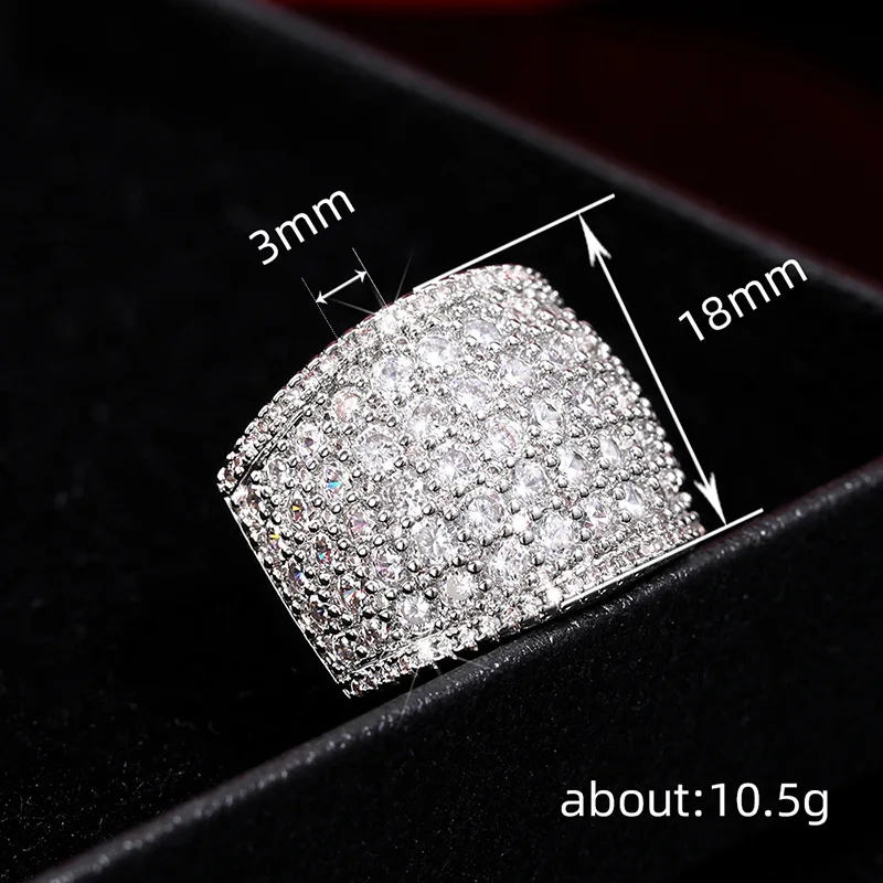 New Bling  Cubic Zirconia Women's Rings Geometric Square Band Design Luxury Fashion Female Ring for Party  Jewelry