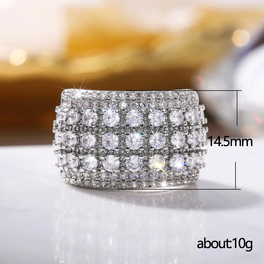 New Bling  Cubic Zirconia Women's Rings Geometric Square Band Design Luxury Fashion Female Ring for Party  Jewelry