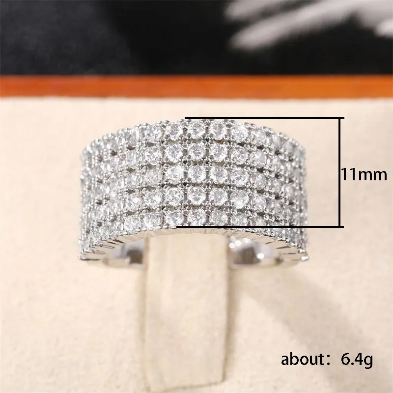 New Bling  Cubic Zirconia Women's Rings Geometric Square Band Design Luxury Fashion Female Ring for Party  Jewelry