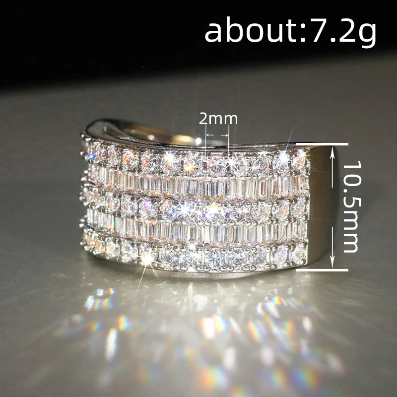 New Bling  Cubic Zirconia Women's Rings Geometric Square Band Design Luxury Fashion Female Ring for Party  Jewelry