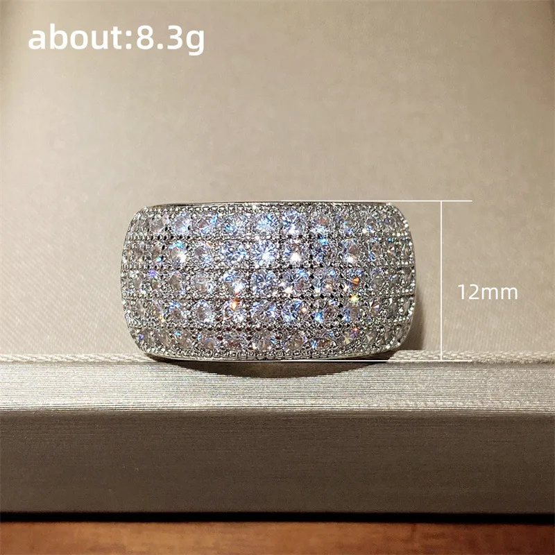 New Bling  Cubic Zirconia Women's Rings Geometric Square Band Design Luxury Fashion Female Ring for Party  Jewelry