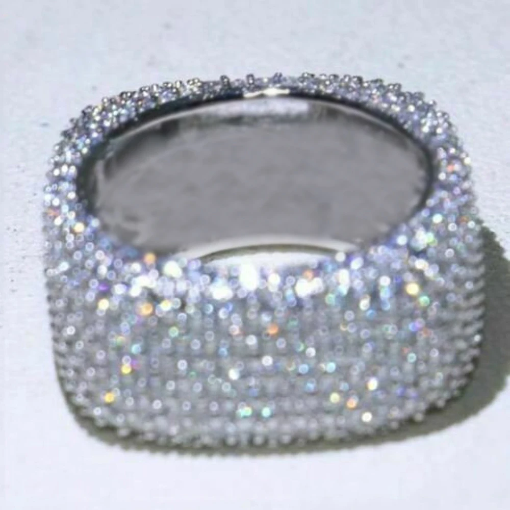 New Bling  Cubic Zirconia Women's Rings Geometric Square Band Design Luxury Fashion Female Ring for Party  Jewelry