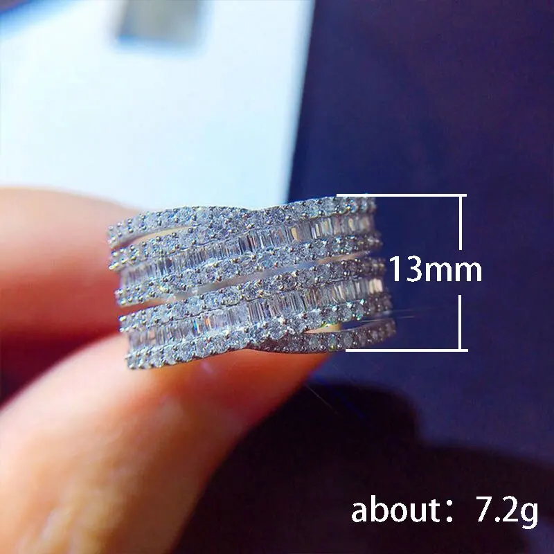 New Bling  Cubic Zirconia Women's Rings Geometric Square Band Design Luxury Fashion Female Ring for Party  Jewelry