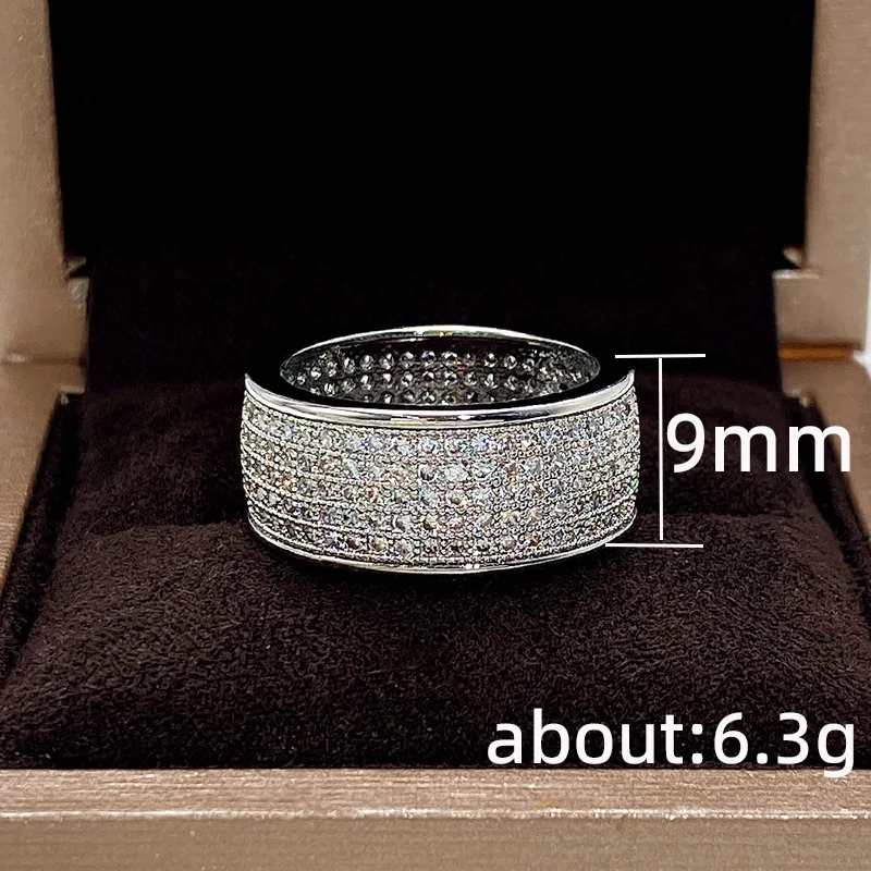 New Bling  Cubic Zirconia Women's Rings Geometric Square Band Design Luxury Fashion Female Ring for Party  Jewelry