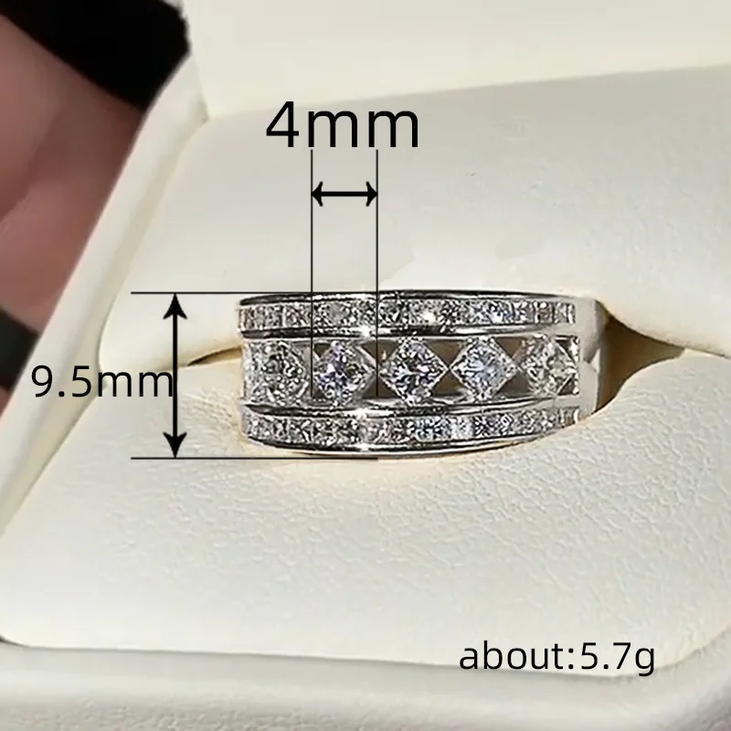 New Bling  Cubic Zirconia Women's Rings Geometric Square Band Design Luxury Fashion Female Ring for Party  Jewelry