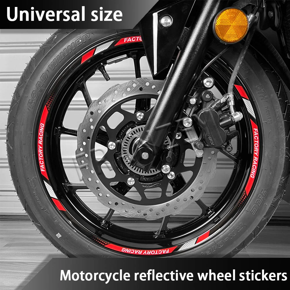Reflective Motorcycle Wheel Strip Stickers Rim Scooter Hub Tape Decals 12"13"14"15"16"17"18" For Yamaha Kawasaki Triumph Benelli