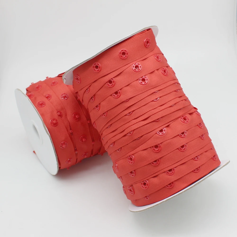 2 / 5 Yards / Lot Colourful Snap Buttons Tapes Snaps Ribbon Plastic Snap Button Ribbon Tape Trim for Garment Bag Sewing Accessor