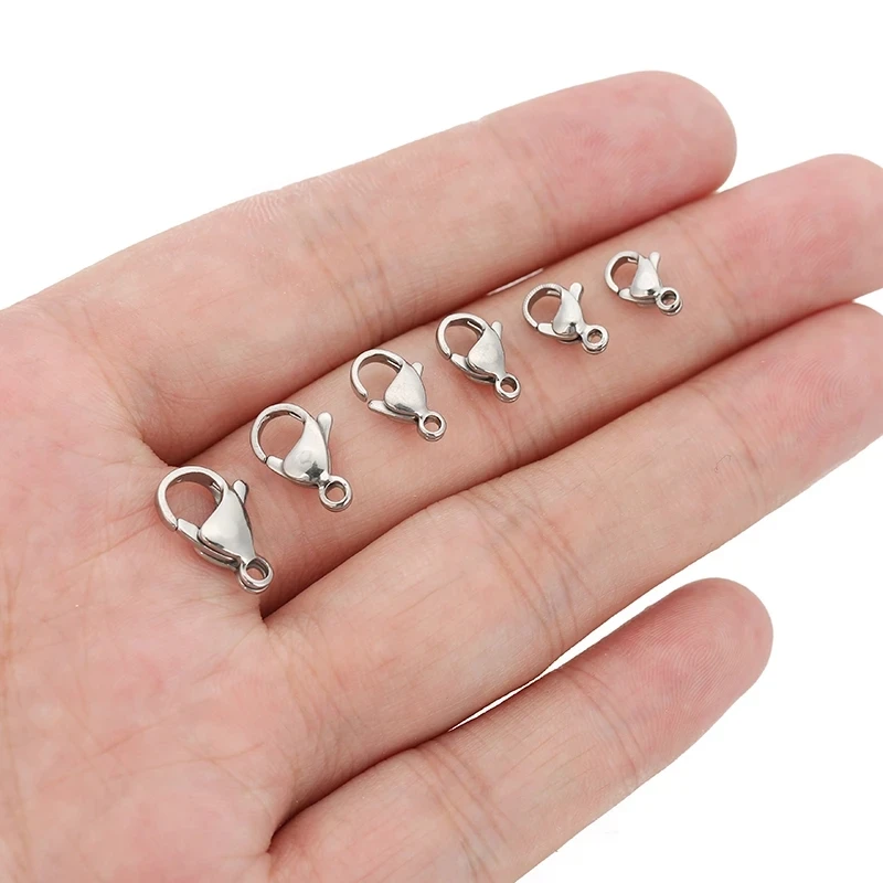 25-50pcs/lot Stainless Steel Lobster Clasp Fastener Hook for DIY Necklace Bracelet Jewelry Making Supplies Materials Handmade