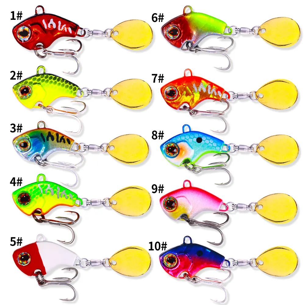 HENGJIA Rotating Metal VIB Vibration Bait 9g 13g 16g 22g Spinner Sinking Spoon Pin Crankbait Sequins Baits Fishing Tackle