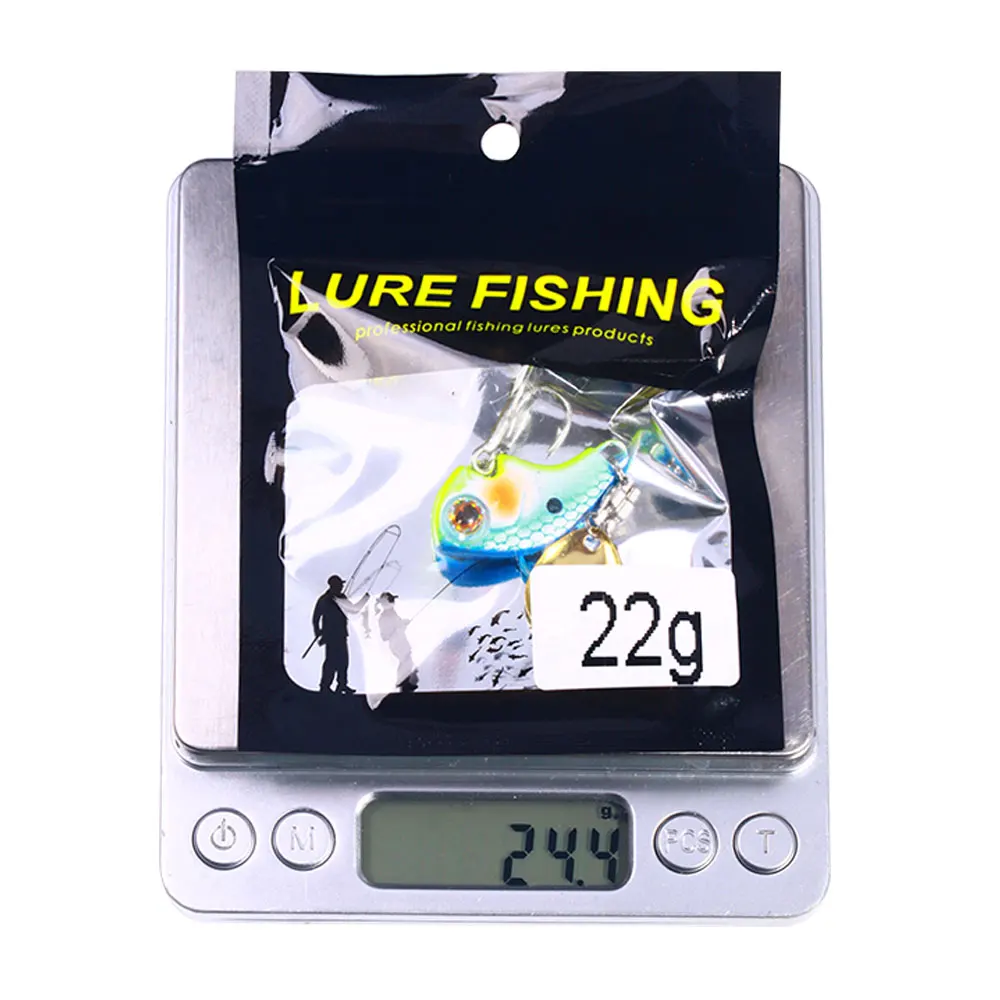 HENGJIA Rotating Metal VIB Vibration Bait 9g 13g 16g 22g Spinner Sinking Spoon Pin Crankbait Sequins Baits Fishing Tackle