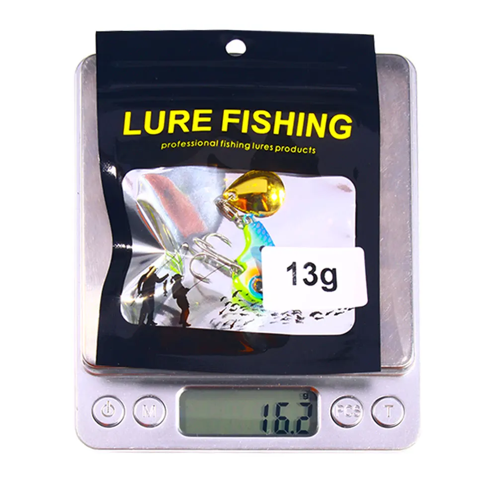 HENGJIA Rotating Metal VIB Vibration Bait 9g 13g 16g 22g Spinner Sinking Spoon Pin Crankbait Sequins Baits Fishing Tackle