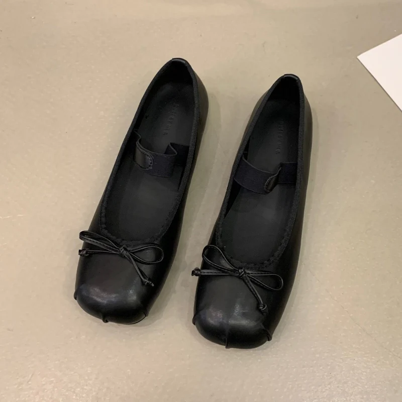 2023Luxury Satin Silk Ballet Shoes Woman Classic Square Toe Bowtie Elastic Band Ballerina Flats Ladies Soft Loafers