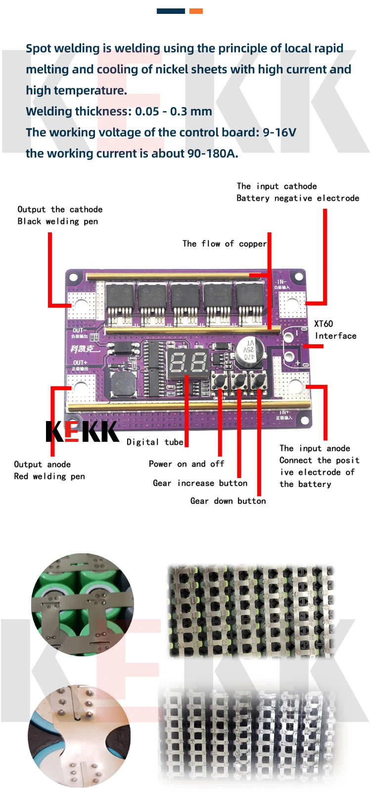 Portable 99 Gear 12V DIY Spot Welder Kit PCB Control Board 18650 Battery Spot Welding Machine