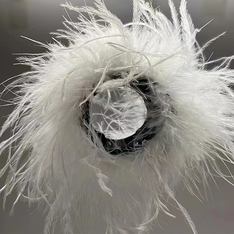 Real Ostrich Feather Cuffs women Wrist Sleeve fur cuff Luxury Furry Feather feather cuff snap bracelet Lady Feather Anklets