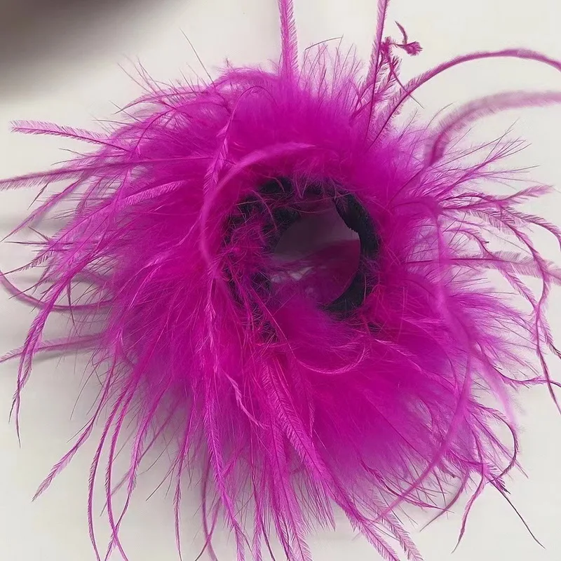 Real Ostrich Feather Cuffs women Wrist Sleeve fur cuff Luxury Furry Feather feather cuff snap bracelet Lady Feather Anklets