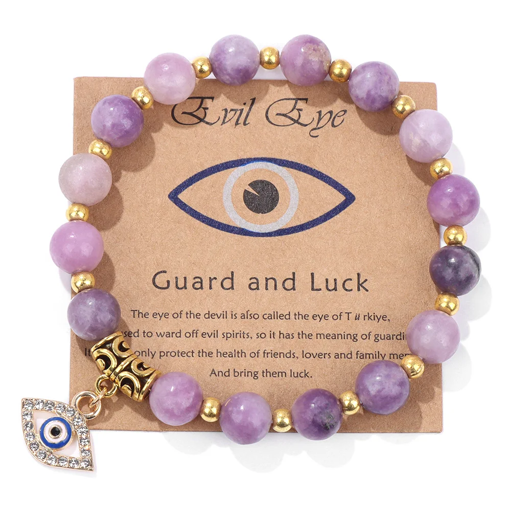 Lucky Turkish Evil Eye Pendant Beads Bracelet Natural Stone With Card Charm Bangles Men Women Fashion Friendship Jewelry Gift