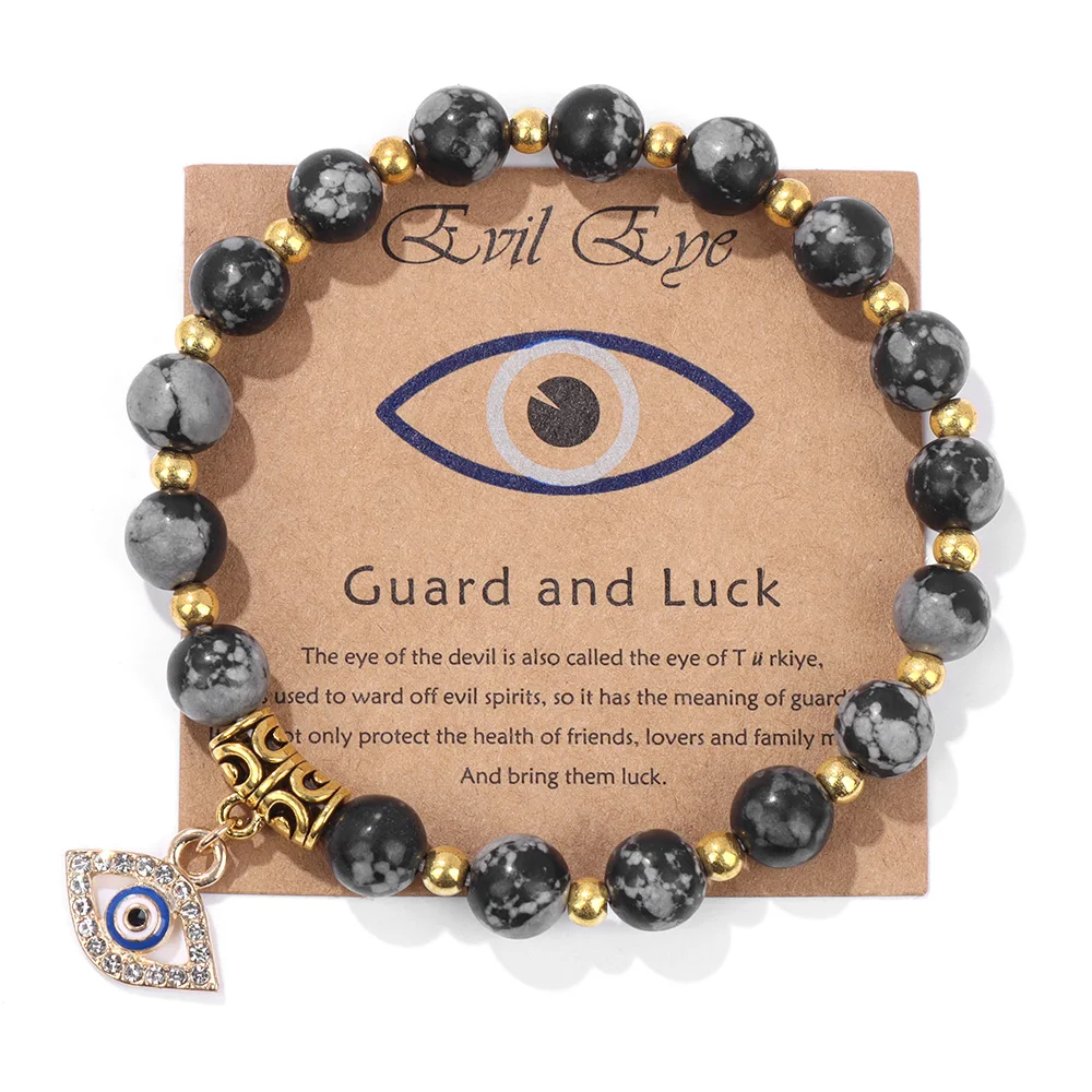 Lucky Turkish Evil Eye Pendant Beads Bracelet Natural Stone With Card Charm Bangles Men Women Fashion Friendship Jewelry Gift