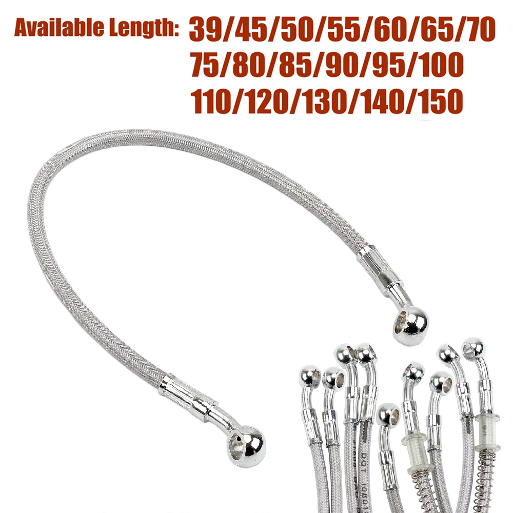 39cm-150cm Motorcycle Brake Oil Hose Brake Line Universal Motorbike Stainless Steel Braided Pipeline Latiguillo Freno Moto