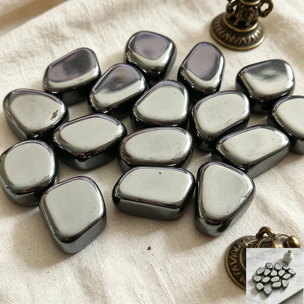 Natural Decor Hematite Stone Polished Jewelry Making DIY Bracelet Accessories Reiki Healing Stone Crafts Home Decoration Crystal