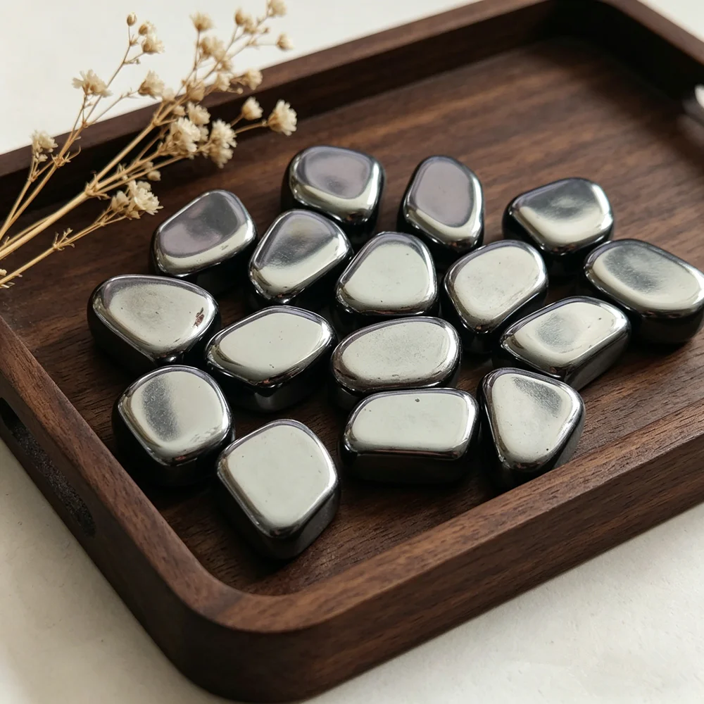 Natural Decor Hematite Stone Polished Jewelry Making DIY Bracelet Accessories Reiki Healing Stone Crafts Home Decoration Crystal