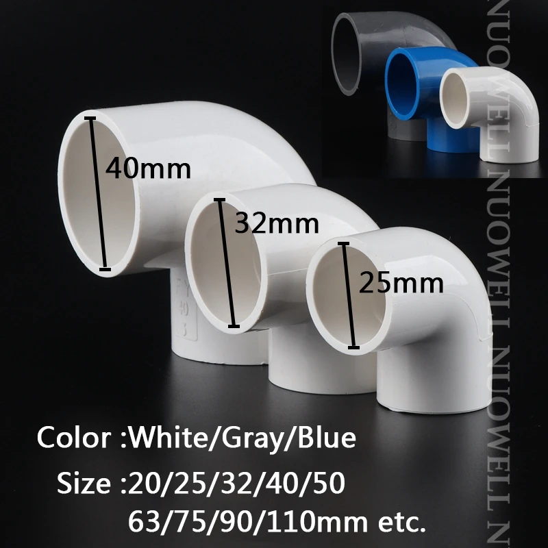 5pcs/lot 20 25 32mm PVC 90 Degree Elbow Connector Aquarium Fish Tank DIY Tools Garden Irrigation Water Pipe Connectors Adapter