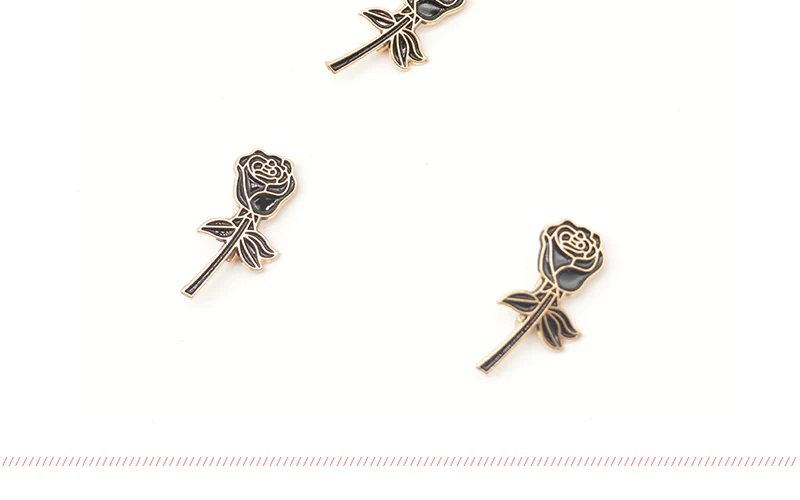 Pretty Flower Badge Red Black Rose Enamel Pins Metal Fashion Brooches Valentine's gift For Girlfriend Backpack Lapel Hat Jewelry