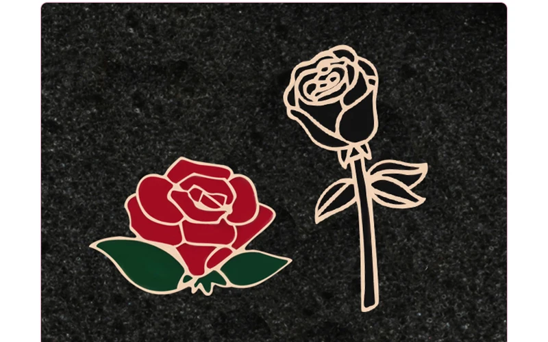 Pretty Flower Badge Red Black Rose Enamel Pins Metal Fashion Brooches Valentine's gift For Girlfriend Backpack Lapel Hat Jewelry