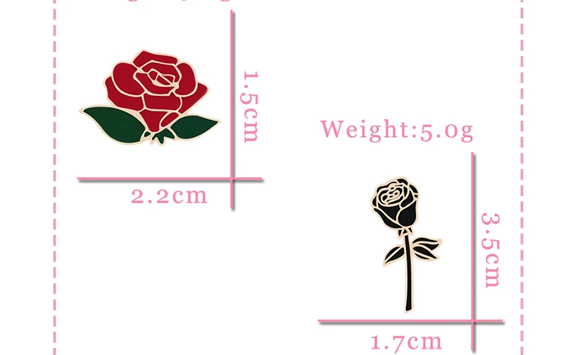 Pretty Flower Badge Red Black Rose Enamel Pins Metal Fashion Brooches Valentine's gift For Girlfriend Backpack Lapel Hat Jewelry