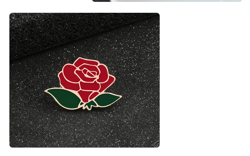 Pretty Flower Badge Red Black Rose Enamel Pins Metal Fashion Brooches Valentine's gift For Girlfriend Backpack Lapel Hat Jewelry