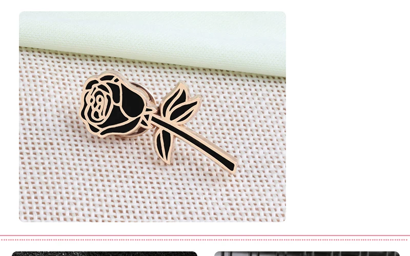 Pretty Flower Badge Red Black Rose Enamel Pins Metal Fashion Brooches Valentine's gift For Girlfriend Backpack Lapel Hat Jewelry