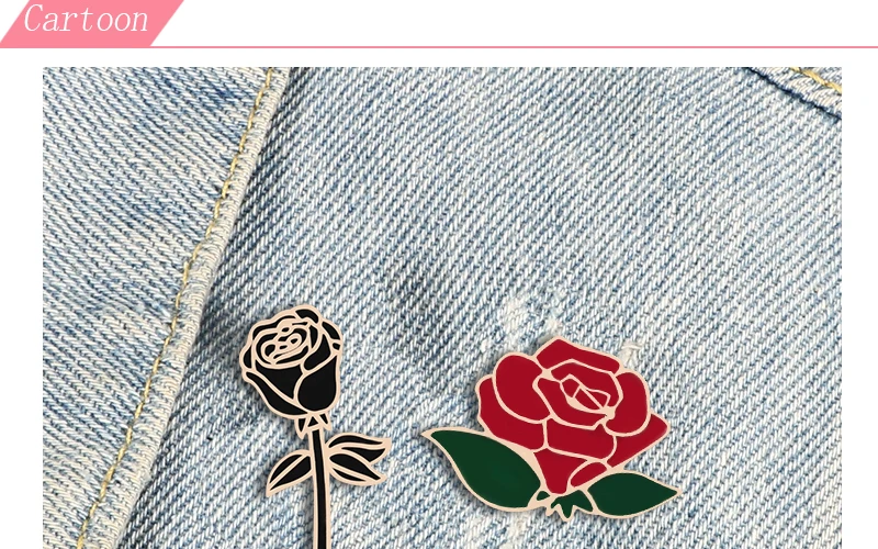 Pretty Flower Badge Red Black Rose Enamel Pins Metal Fashion Brooches Valentine's gift For Girlfriend Backpack Lapel Hat Jewelry