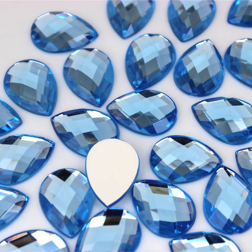 Cong Shao 50pcs 13*18mm Colorful Acrylic Rhinestone Flat Back Drop Shape Stones And Crystals Clothing Crafts Accessories WC318