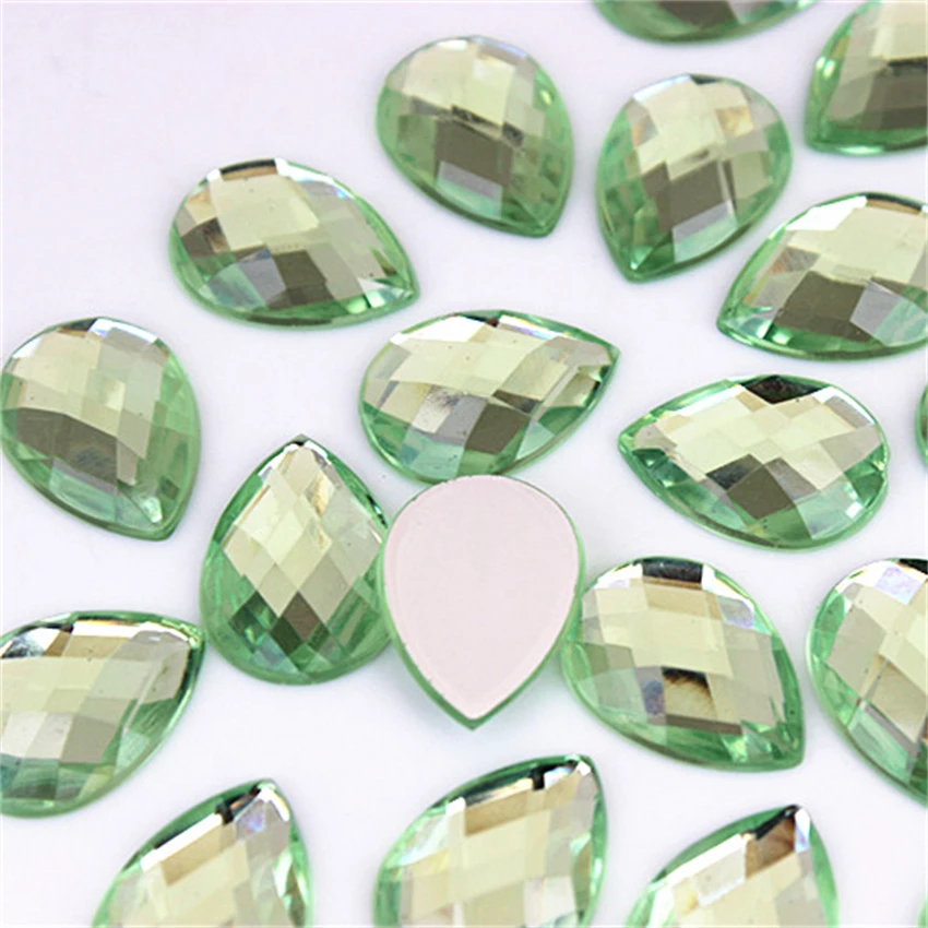 Cong Shao 50pcs 13*18mm Colorful Acrylic Rhinestone Flat Back Drop Shape Stones And Crystals Clothing Crafts Accessories WC318