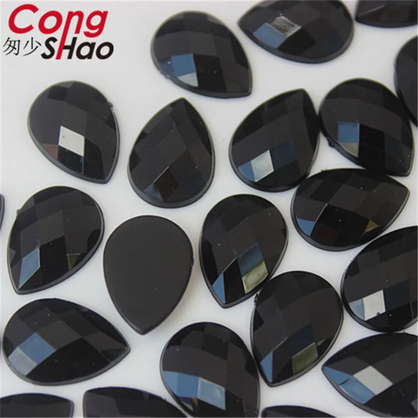 Cong Shao 50pcs 13*18mm Colorful Acrylic Rhinestone Flat Back Drop Shape Stones And Crystals Clothing Crafts Accessories WC318