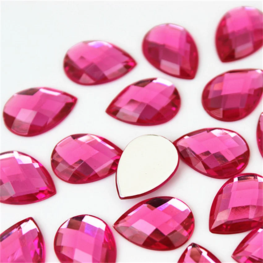 Cong Shao 50pcs 13*18mm Colorful Acrylic Rhinestone Flat Back Drop Shape Stones And Crystals Clothing Crafts Accessories WC318