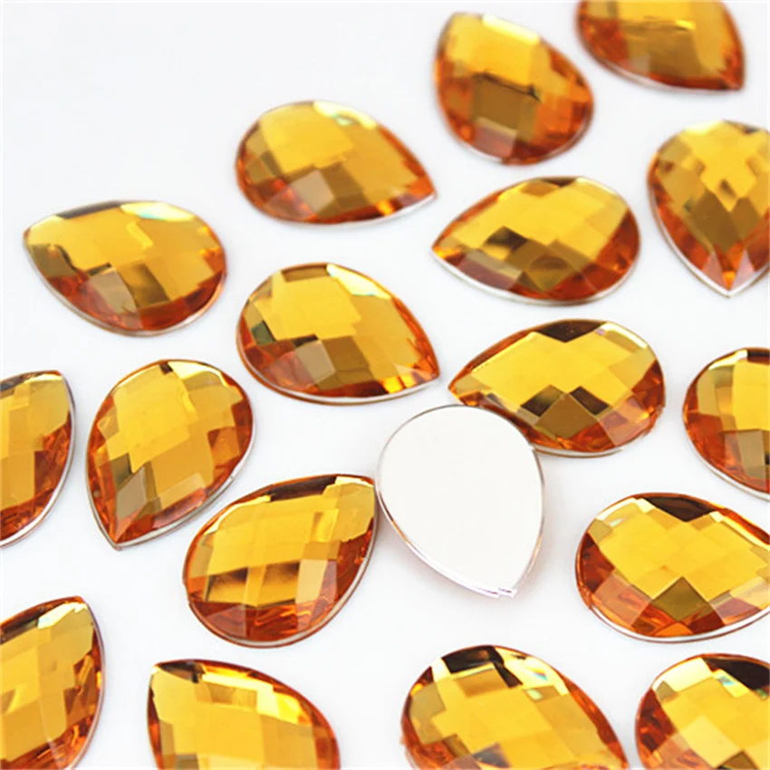 Cong Shao 50pcs 13*18mm Colorful Acrylic Rhinestone Flat Back Drop Shape Stones And Crystals Clothing Crafts Accessories WC318