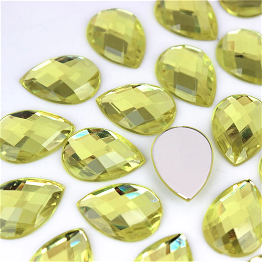 Cong Shao 50pcs 13*18mm Colorful Acrylic Rhinestone Flat Back Drop Shape Stones And Crystals Clothing Crafts Accessories WC318