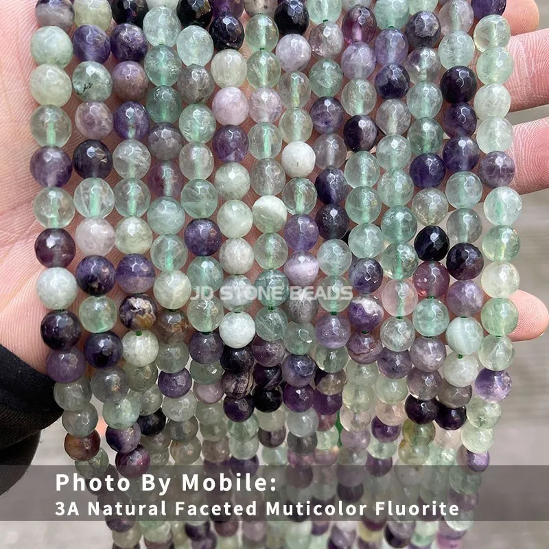 Hot Sell Natural Colorful Fluorite Beads 4 6 8 10 12mm Pick Size High Quality Beads Ice Fluorite Gemstone For Jewelry Making