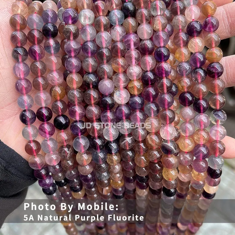 Hot Sell Natural Colorful Fluorite Beads 4 6 8 10 12mm Pick Size High Quality Beads Ice Fluorite Gemstone For Jewelry Making