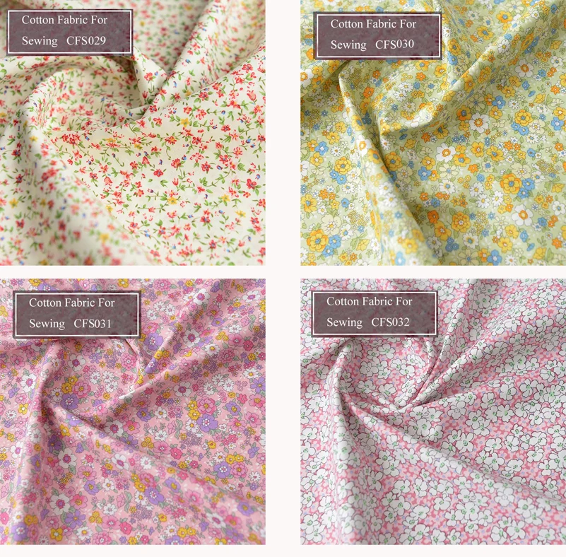 Floral Print Cotton Poplin Thin Fabric for DIY Children Clothes Handmade Accessories by the Meter 140x50cm