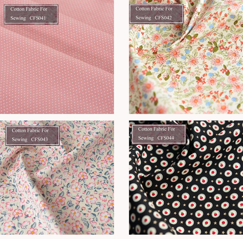 Floral Print Cotton Poplin Thin Fabric for DIY Children Clothes Handmade Accessories by the Meter 140x50cm
