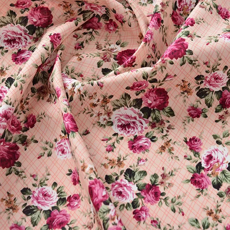 Floral Print Cotton Poplin Thin Fabric for DIY Children Clothes Handmade Accessories by the Meter 140x50cm