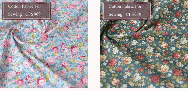 Floral Print Cotton Poplin Thin Fabric for DIY Children Clothes Handmade Accessories by the Meter 140x50cm