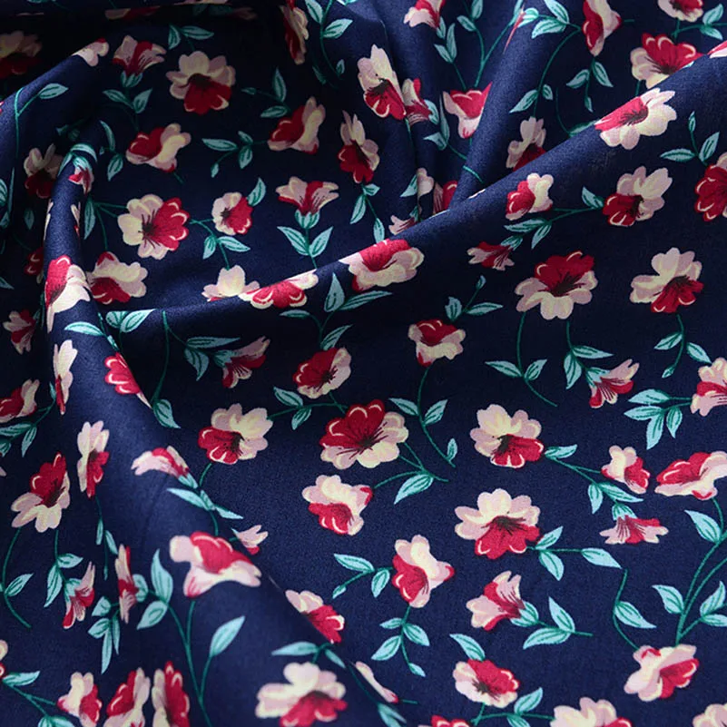 Floral Print Cotton Poplin Thin Fabric for DIY Children Clothes Handmade Accessories by the Meter 140x50cm