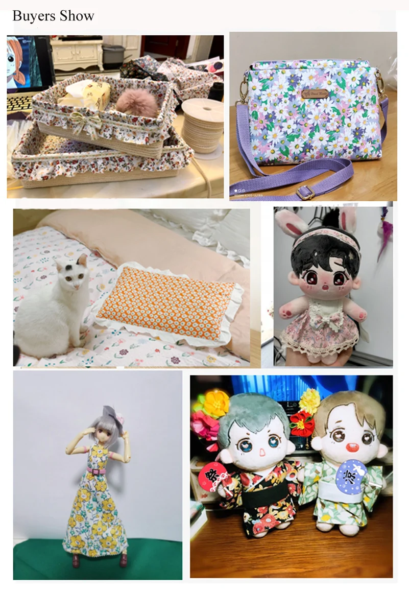 Floral Print Cotton Poplin Thin Fabric for DIY Children Clothes Handmade Accessories by the Meter 140x50cm