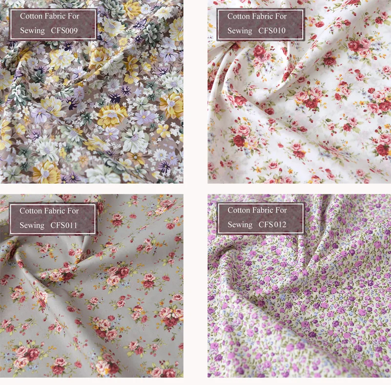 Floral Print Cotton Poplin Thin Fabric for DIY Children Clothes Handmade Accessories by the Meter 140x50cm