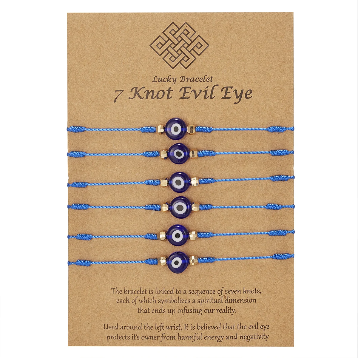 6pcs/set Turkish Blue Evil Eye Bracelet for Women Handmade Woven Rope Chain Crystal Bead Bracelet Jewelry Wholesale Dropshipping