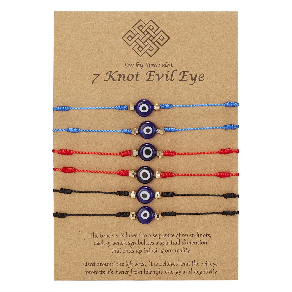 6pcs/set Turkish Blue Evil Eye Bracelet for Women Handmade Woven Rope Chain Crystal Bead Bracelet Jewelry Wholesale Dropshipping
