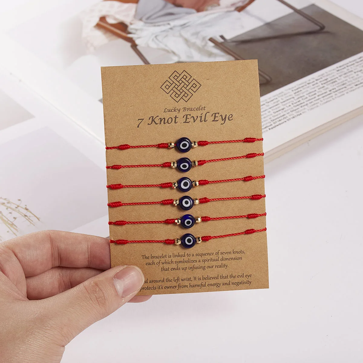6pcs/set Turkish Blue Evil Eye Bracelet for Women Handmade Woven Rope Chain Crystal Bead Bracelet Jewelry Wholesale Dropshipping