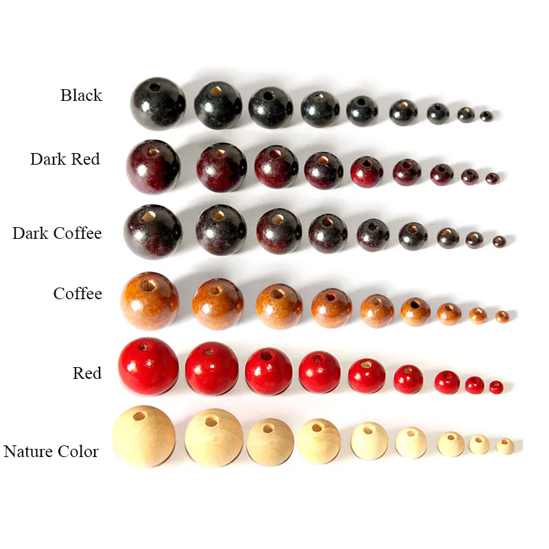 8-500pcs Colors Wood Bead Natural Wooden Beads 4-20mm Eco-Friendly Round Loose Spacer Wood Beads For Bracelet Jewelry Making DIY